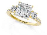 Yellow gold Three-Stone Princess Cut Cut Diamond Pavé Band with Prong Setting_22