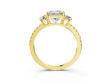 Yellow gold Three-Stone Princess Cut Cut Diamond Pavé Band with Prong Setting_24