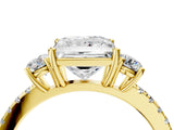 Yellow gold Three-Stone Princess Cut Cut Diamond Pavé Band with Prong Setting_25
