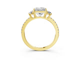 Yellow gold Three-Stone Princess Cut Cut Diamond Pavé Band with Prong Setting_34