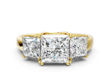 Yellow gold Three-Stone Princess Cut Cut Diamond Ring with Channel Set Band and Four-Prong Setting_35