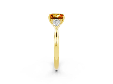 Yellow gold Three-Stone Princess Cut Cut Diamond Ring with Pear Side Stones in Four-Prong Setting_2