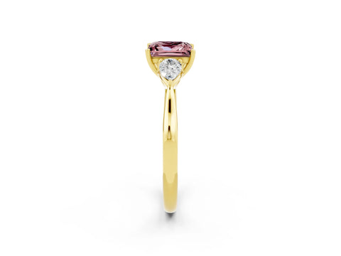 Yellow gold Three-Stone Princess Cut Cut Diamond Ring with Pear Side Stones in Four-Prong Setting_2