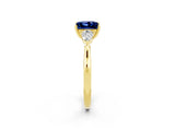 Yellow gold Three-Stone Princess Cut Cut Diamond Ring with Pear Side Stones in Four-Prong Setting_2