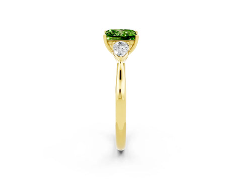 Yellow gold Three-Stone Princess Cut Cut Diamond Ring with Pear Side Stones in Four-Prong Setting_2
