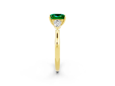 Yellow gold Three-Stone Princess Cut Cut Diamond Ring with Pear Side Stones in Four-Prong Setting_2