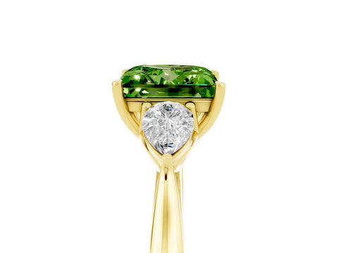 Yellow gold Three-Stone Princess Cut Cut Diamond Ring with Pear Side Stones in Four-Prong Setting_5