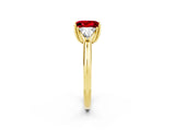 Yellow gold Three-Stone Princess Cut Cut Diamond Ring with Trillion Side Stones and Four-Prong Setting_2
