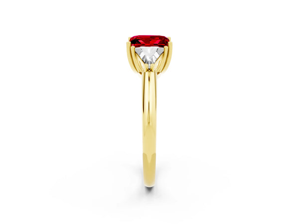 Yellow gold Three-Stone Princess Cut Cut Diamond Ring with Trillion Side Stones and Four-Prong Setting