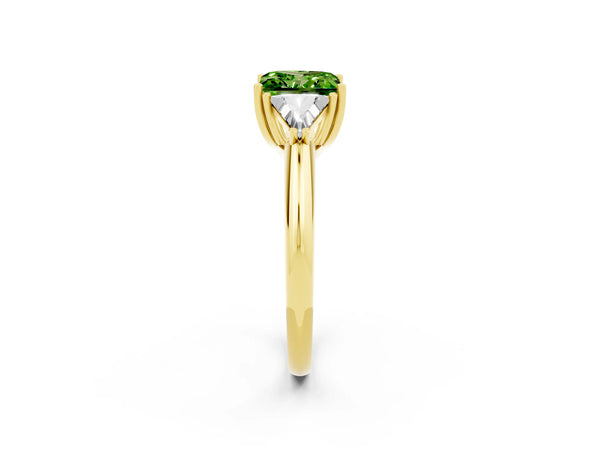 Yellow gold Three-Stone Princess Cut Cut Diamond Ring with Trillion Side Stones and Four-Prong Setting