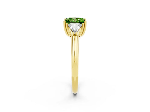 Yellow gold Three-Stone Princess Cut Cut Diamond Ring with Trillion Side Stones and Four-Prong Setting_2