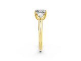 Yellow gold Three-Stone Princess Cut Cut Diamond Ring with Trillion Side Stones and Four-Prong Setting_2