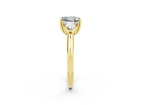 Yellow gold Three-Stone Princess Cut Cut Diamond Ring with Trillion Side Stones and Four-Prong Setting_2
