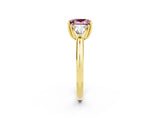 Yellow gold Three-Stone Princess Cut Cut Diamond Ring with Trillion Side Stones and Four-Prong Setting_2