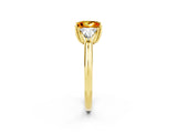Yellow gold Three-Stone Princess Cut Cut Diamond Ring with Trillion Side Stones and Four-Prong Setting_2