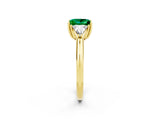 Yellow gold Three-Stone Princess Cut Cut Diamond Ring with Trillion Side Stones and Four-Prong Setting_2