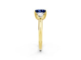 Yellow gold Three-Stone Princess Cut Cut Diamond Ring with Trillion Side Stones and Four-Prong Setting_2