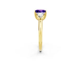 Yellow gold Three-Stone Princess Cut Cut Diamond Ring with Trillion Side Stones and Four-Prong Setting_2