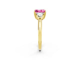 Yellow gold Three-Stone Princess Cut Cut Diamond Ring with Trillion Side Stones and Four-Prong Setting_2