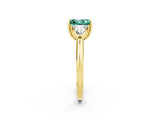 Yellow gold Three-Stone Princess Cut Cut Diamond Ring with Trillion Side Stones and Four-Prong Setting_2