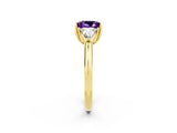 Yellow gold Three-Stone Princess Cut Cut Diamond Ring with Trillion Side Stones and Four-Prong Setting_2