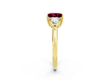 Yellow gold Three-Stone Princess Cut Cut Diamond Ring with Trillion Side Stones and Four-Prong Setting_2
