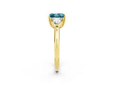 Yellow gold Three-Stone Princess Cut Cut Diamond Ring with Trillion Side Stones and Four-Prong Setting_2
