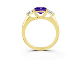 Yellow gold Three-Stone Princess Cut Cut Diamond Ring with Trillion Side Stones and Four-Prong Setting_3