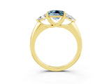 Yellow gold Three-Stone Princess Cut Cut Diamond Ring with Trillion Side Stones and Four-Prong Setting_3