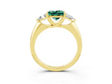 Yellow gold Three-Stone Princess Cut Cut Diamond Ring with Trillion Side Stones and Four-Prong Setting_3