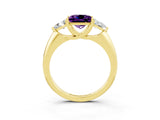 Yellow gold Three-Stone Princess Cut Cut Diamond Ring with Trillion Side Stones and Four-Prong Setting_3