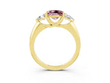 Yellow gold Three-Stone Princess Cut Cut Diamond Ring with Trillion Side Stones and Four-Prong Setting_3