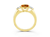 Yellow gold Three-Stone Princess Cut Cut Diamond Ring with Trillion Side Stones and Four-Prong Setting_3