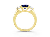 Yellow gold Three-Stone Princess Cut Cut Diamond Ring with Trillion Side Stones and Four-Prong Setting_3