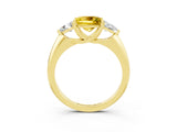 Yellow gold Three-Stone Princess Cut Cut Diamond Ring with Trillion Side Stones and Four-Prong Setting_3