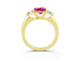 Yellow gold Three-Stone Princess Cut Cut Diamond Ring with Trillion Side Stones and Four-Prong Setting_3