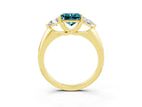 Yellow gold Three-Stone Princess Cut Cut Diamond Ring with Trillion Side Stones and Four-Prong Setting_3
