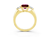 Yellow gold Three-Stone Princess Cut Cut Diamond Ring with Trillion Side Stones and Four-Prong Setting_3