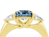 Yellow gold Three-Stone Princess Cut Cut Diamond Ring with Trillion Side Stones and Four-Prong Setting_4