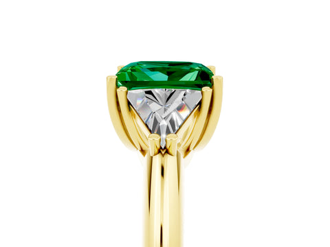 Yellow gold Three-Stone Princess Cut Cut Diamond Ring with Trillion Side Stones and Four-Prong Setting_5