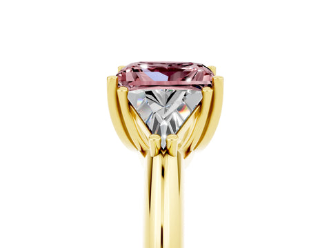 Yellow gold Three-Stone Princess Cut Cut Diamond Ring with Trillion Side Stones and Four-Prong Setting_5