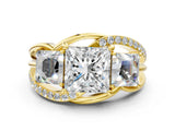 Yellow gold Three-Stone Princess Cut Cut Diamond Split Shank Prong Set Ring_19