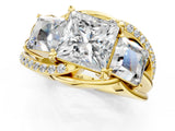 Yellow gold Three-Stone Princess Cut Cut Diamond Split Shank Prong Set Ring_20