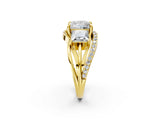 Yellow gold Three-Stone Princess Cut Cut Diamond Split Shank Prong Set Ring_21