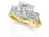 14K Yellow Gold Three-Stone 1.08 Carat D VS1 Princess Diamond Braided Band Ring with Four-Prong Setting