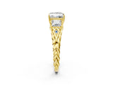 14K Yellow Gold Three-Stone 1.08 Carat D VS1 Princess Diamond Braided Band Ring with Four-Prong Setting