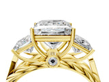 14K Yellow Gold Three-Stone 1.08 Carat D VS1 Princess Diamond Braided Band Ring with Four-Prong Setting