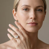 14K Yellow Gold Three-Stone 1.08 Carat D VS1 Princess Diamond Braided Band Ring with Four-Prong Setting