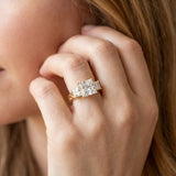 14K Yellow Gold Three-Stone 1.08 Carat D VS1 Princess Diamond Braided Band Ring with Four-Prong Setting