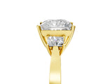 Yellow gold Three-Stone Princess Cut Diamond Cathedral Engagement Ring with Prong Setting_11